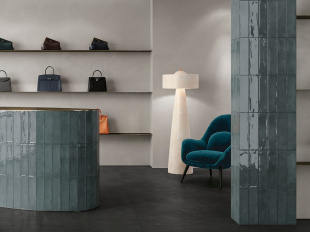 Керамогранит Atlas Concorde Rinascente Resin Agata Brick Murano голубой  Mat (7,5x30) арт. 600010002390 матовый